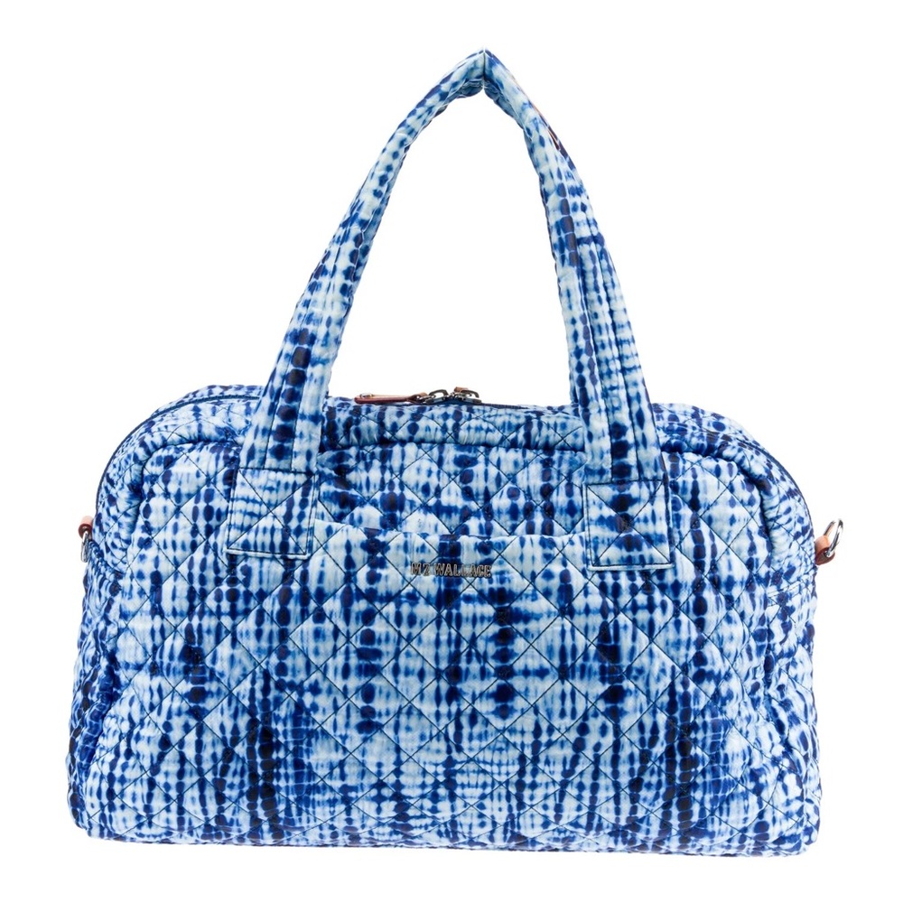 MZ Wallace Blue and White Quilted Travel Bag